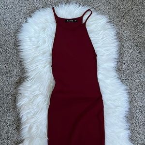 Maroon midi dress with side cut outs